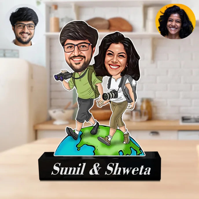 Globe Trekkers Personalized Couple Caricature – A Fun Gift for Newlywe ...