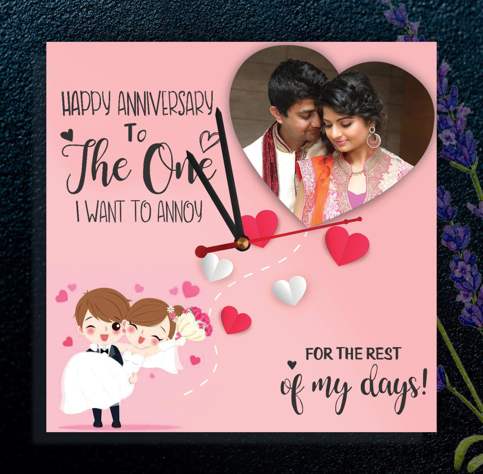 Anniversary couple photo clock
