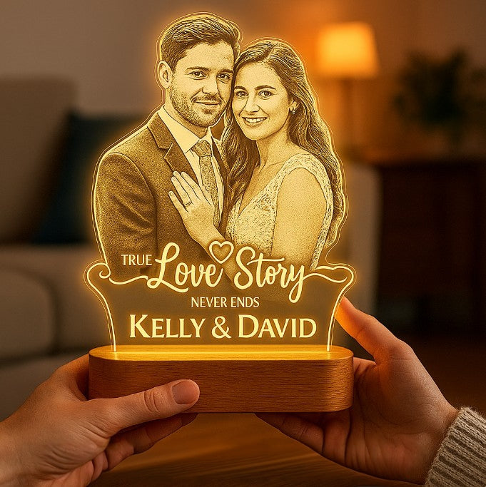 A Love Story Lamp – Personalized Wedding Gift for Couple with Photo & Names