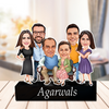 Personalized Family Photo Cartoon - Custom 6-Person Caricature with Name