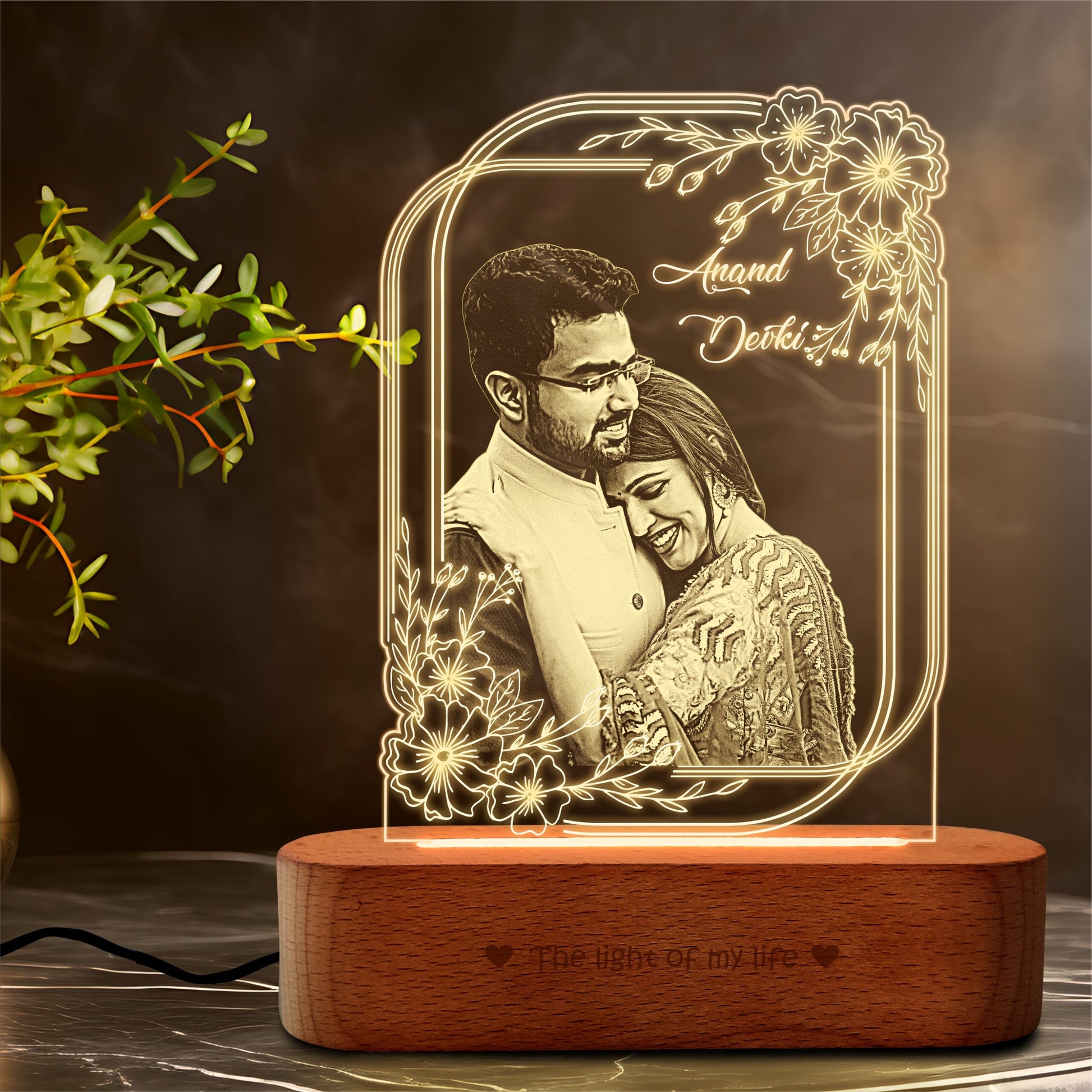 Elevate Your Precious Memories with our Engraved Acrylic Photo Frame: Where Elegance Meets Romance Personalize Anniversary Gift