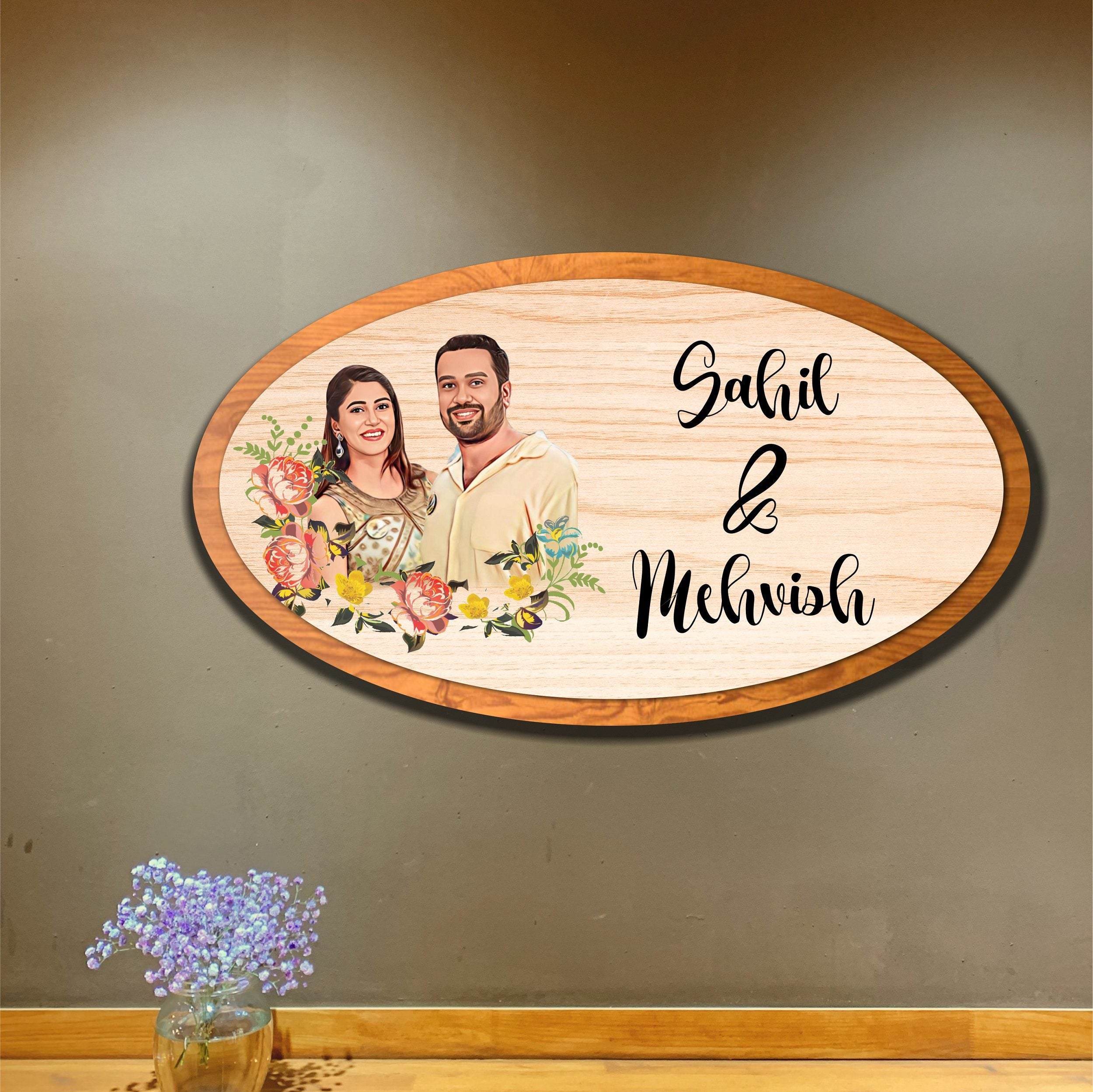 Wooden Name Plate With Photo Art