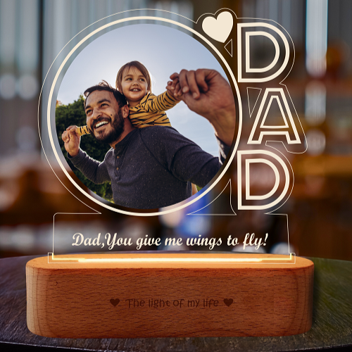 Wings of Light: Dad's Special Photo Frame Lamp