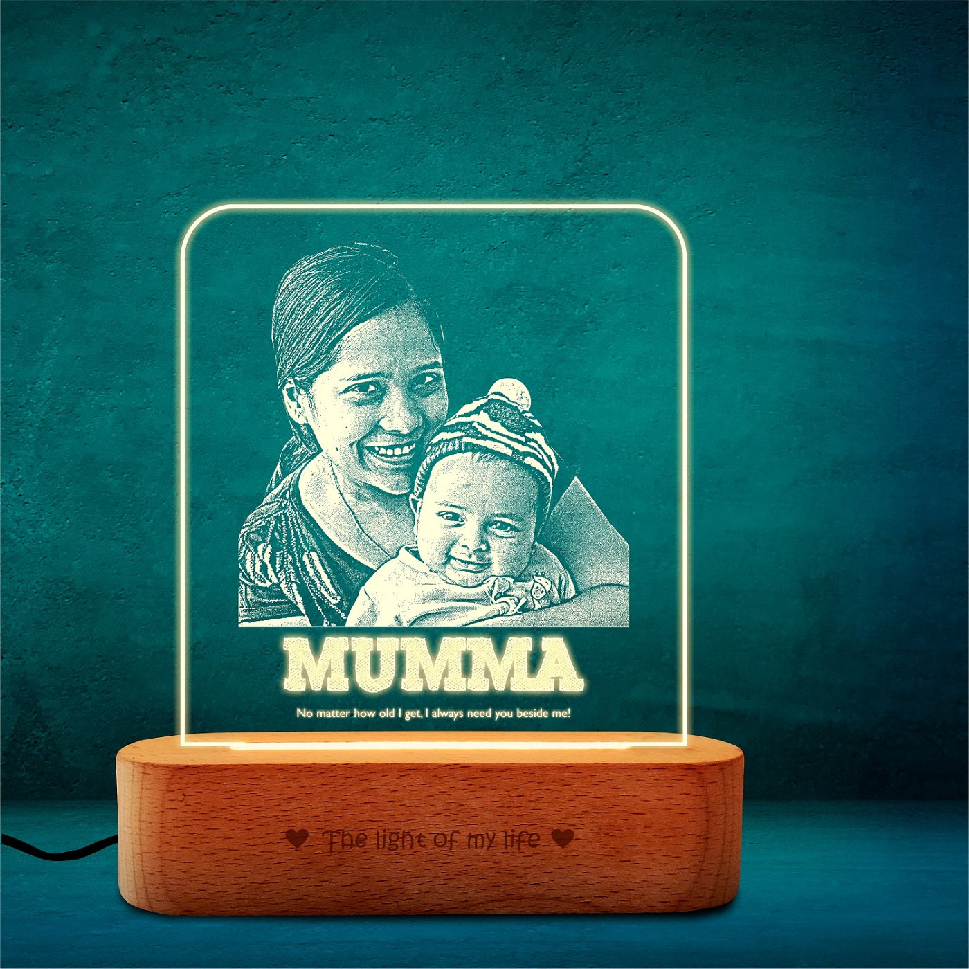 Eternal Need: Engraved Mom & Child Lamp