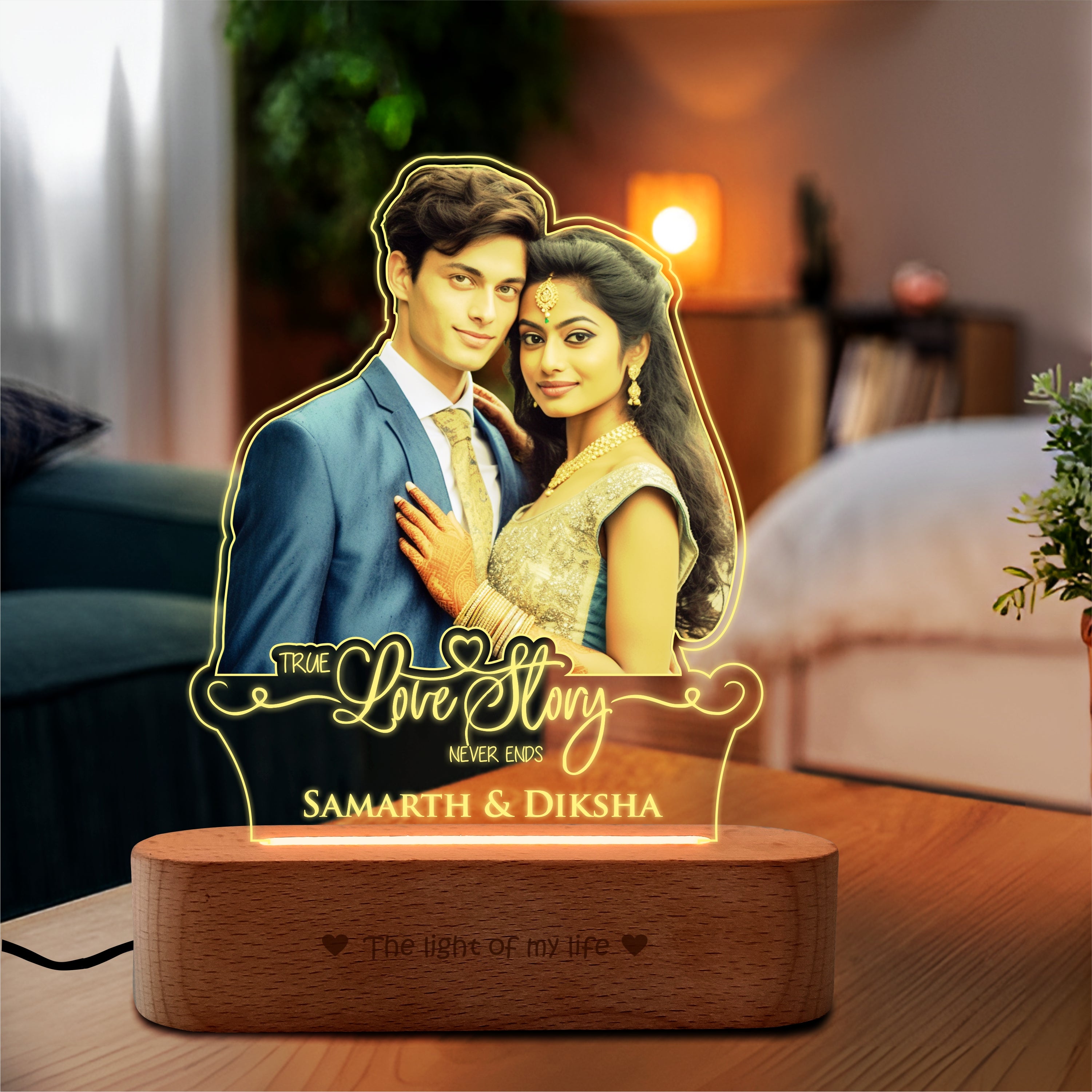 A Love Story Lamp – Personalized Wedding Gift for Couple with Photo & Names