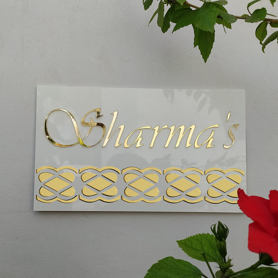 White acrylic name plate