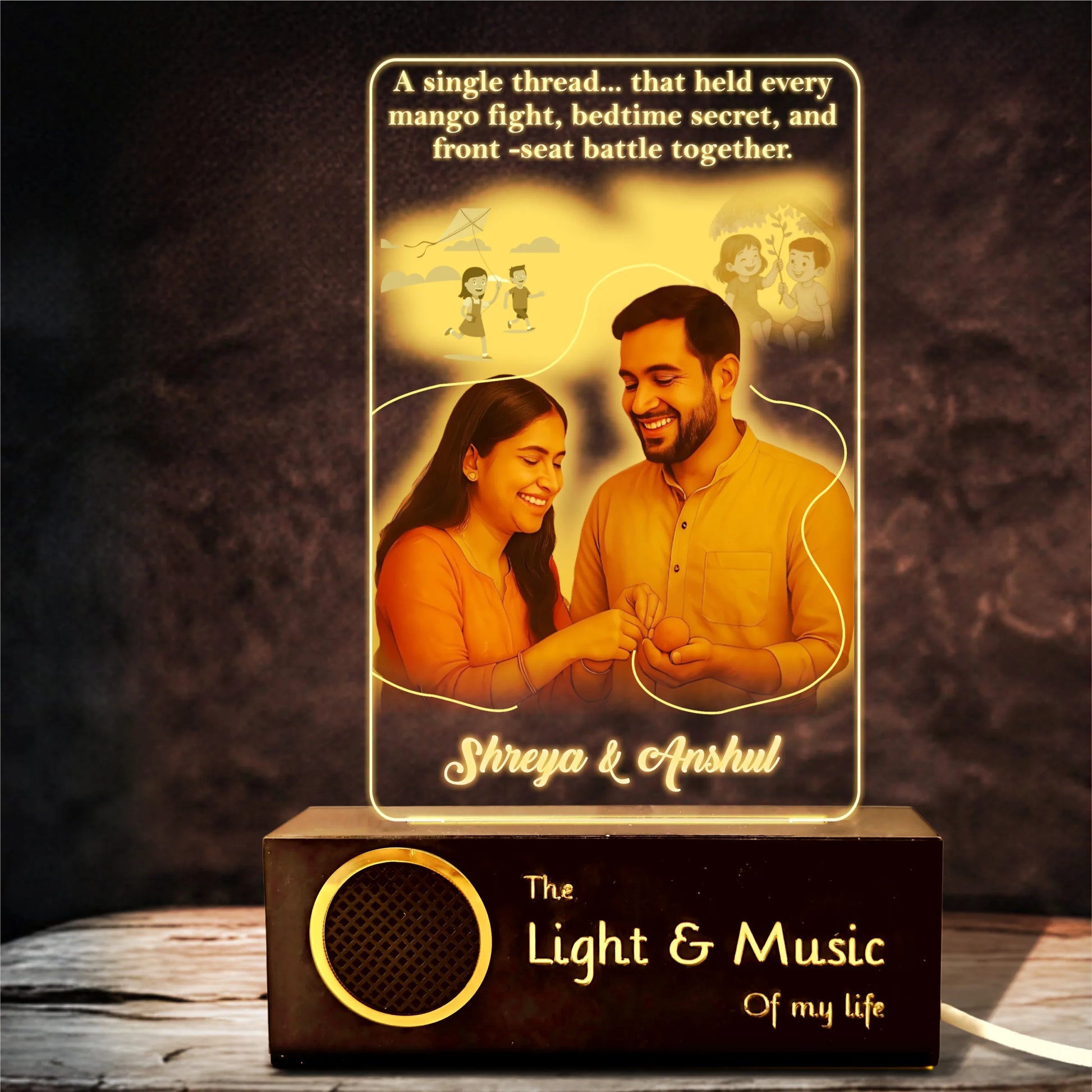 A Thread of Memories – Personalized Raksha Bandhan Gift for Brother | Custom LED Acrylic Photo Lamp