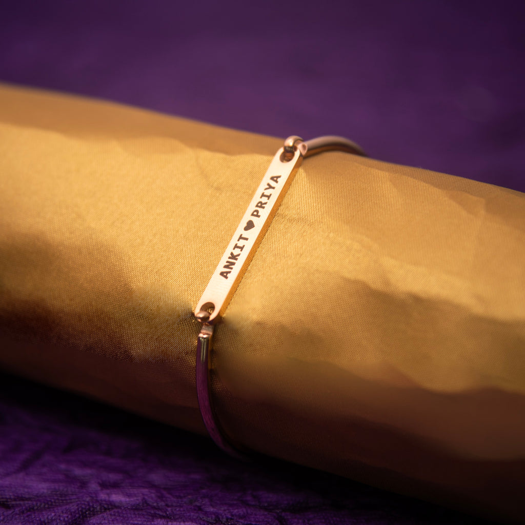 Chic Gold Name Strip Bracelet for Women