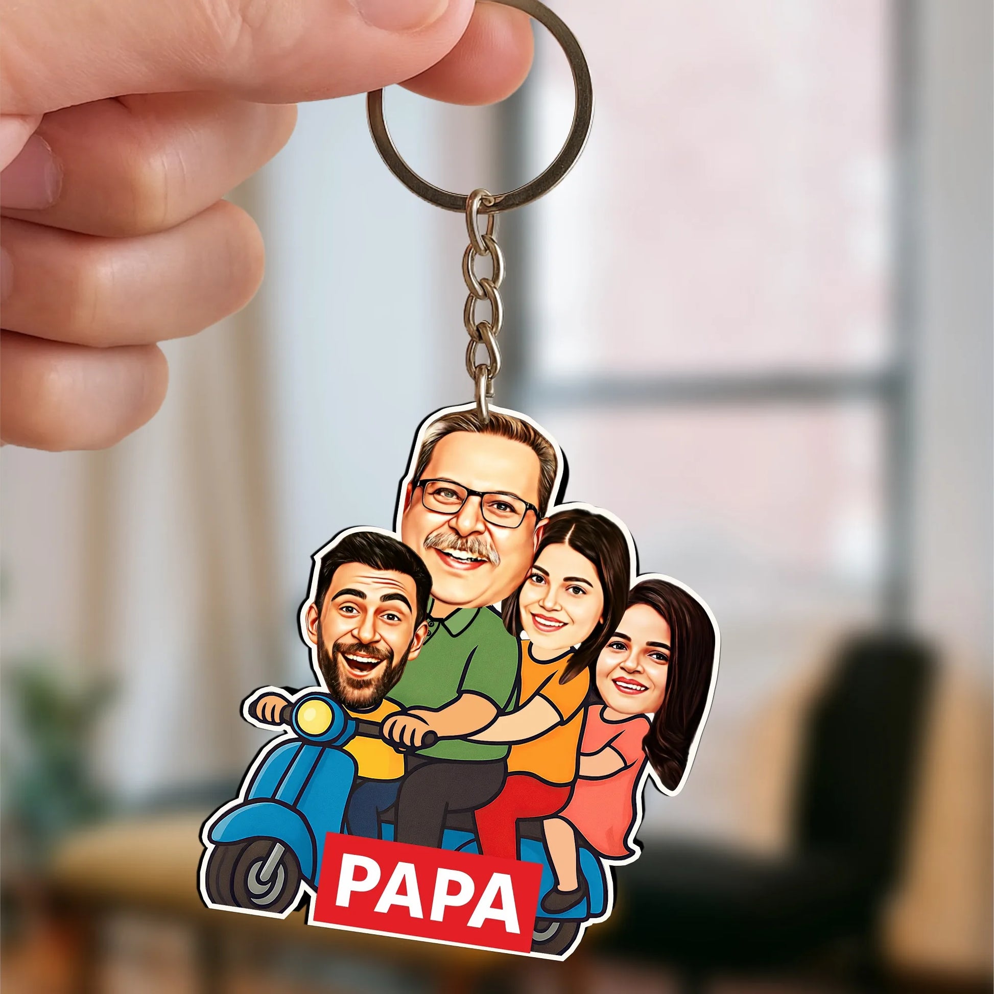 Papa Ka Scooter – Personalized Caricature Gift for Dad- Funny Father’s Day Gift for Dad (3 - Kids)