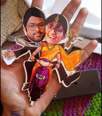 You drive me crazy - caricature of couple