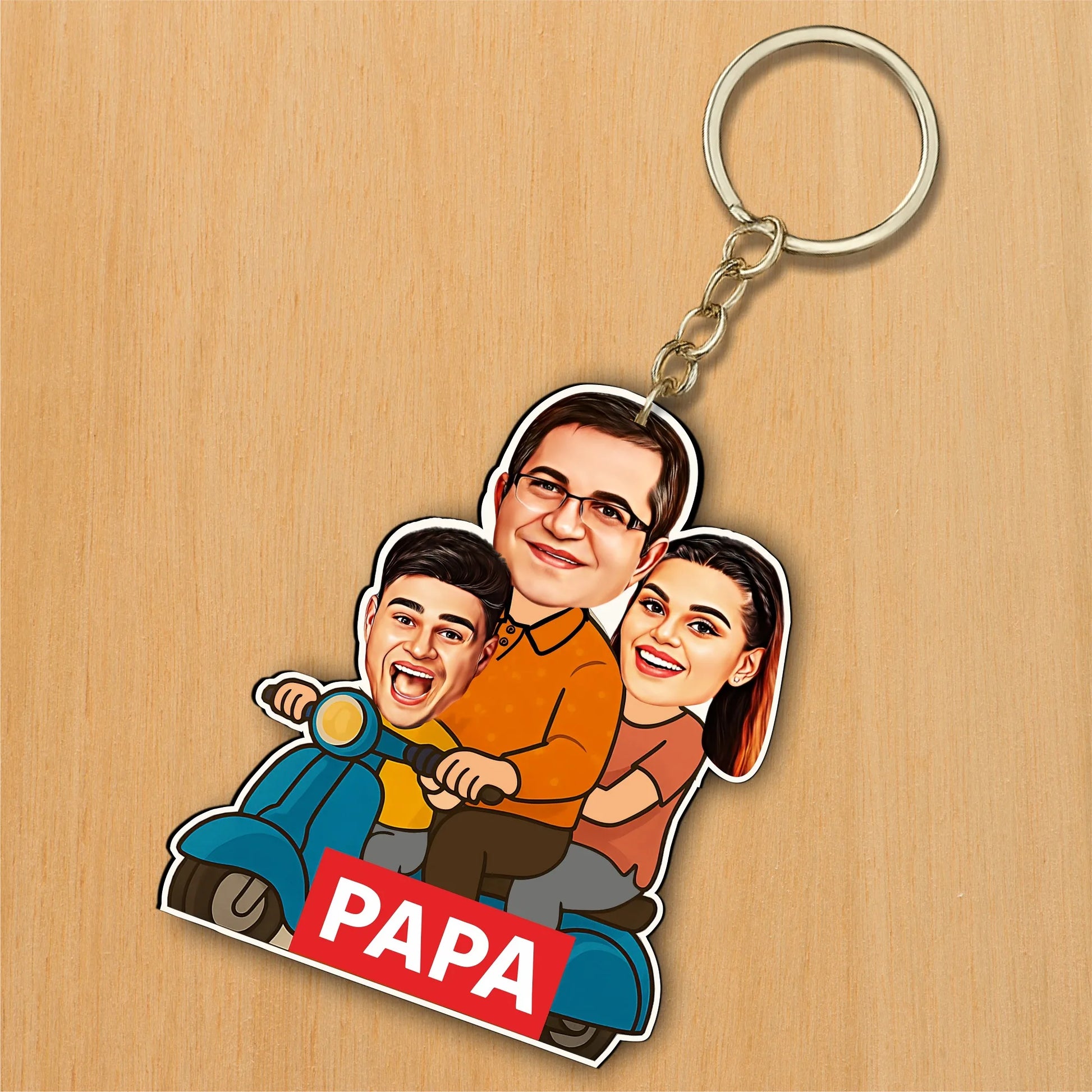Papa Ka Scooter – Personalized Caricature Gift for Dad- Funny Father’s Day Gift for Dad (2 - Kids)