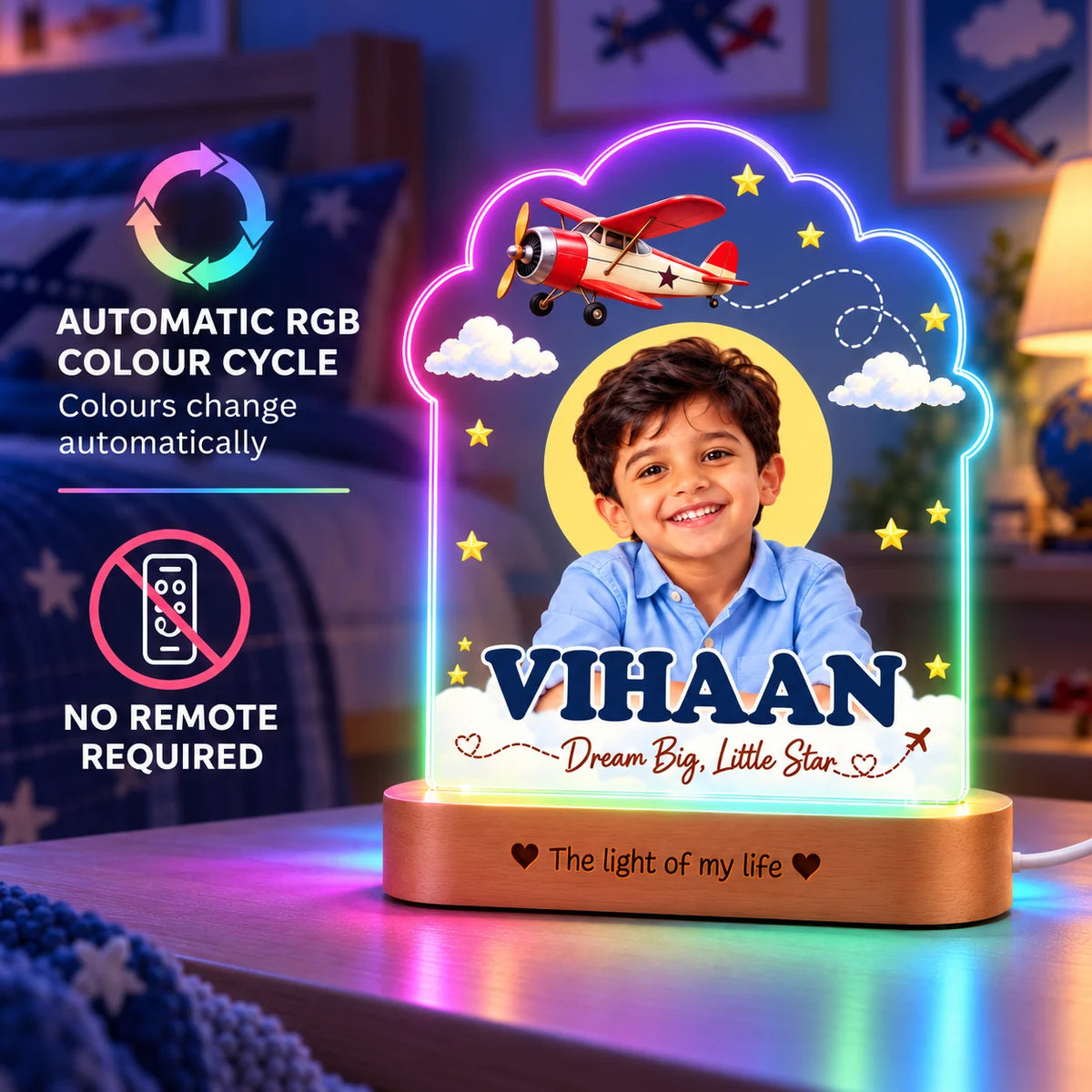 Birthday Gift for Boys & Son – Personalized Photo Lamp