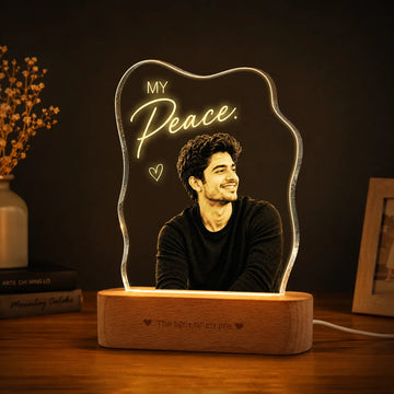 My Peace - Personalized Husband Photo Lamp | Romantic Anniversary & Birthday Gift for Husband | UV Printed Acrylic LED Lamp