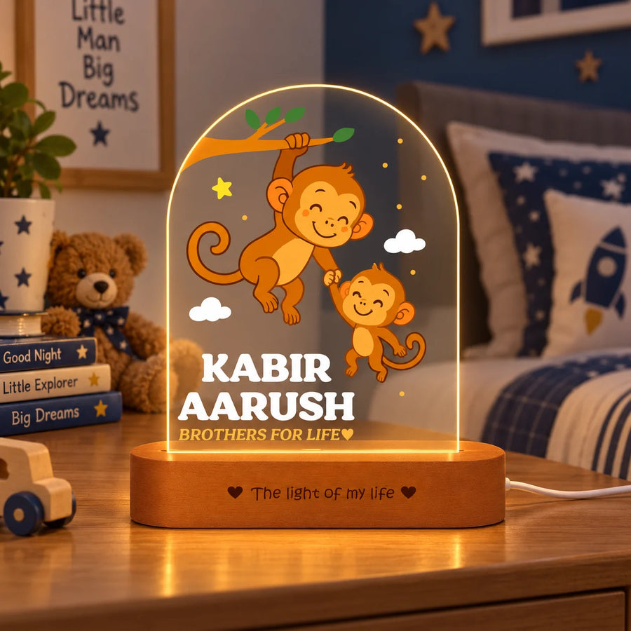 Personalized Sibling Night Lamp – Nursery Décor for Two Kids with Names