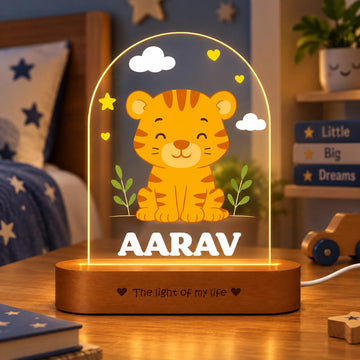 Birthday Gift for Boys – Personalized Tiger Night Lamp with Name