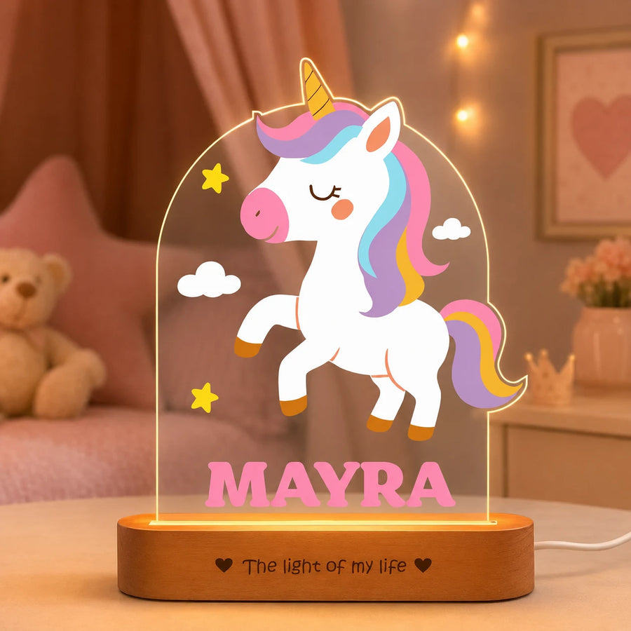 First Birthday Gift with Name – Personalized Unicorn Night Lamp for Girls