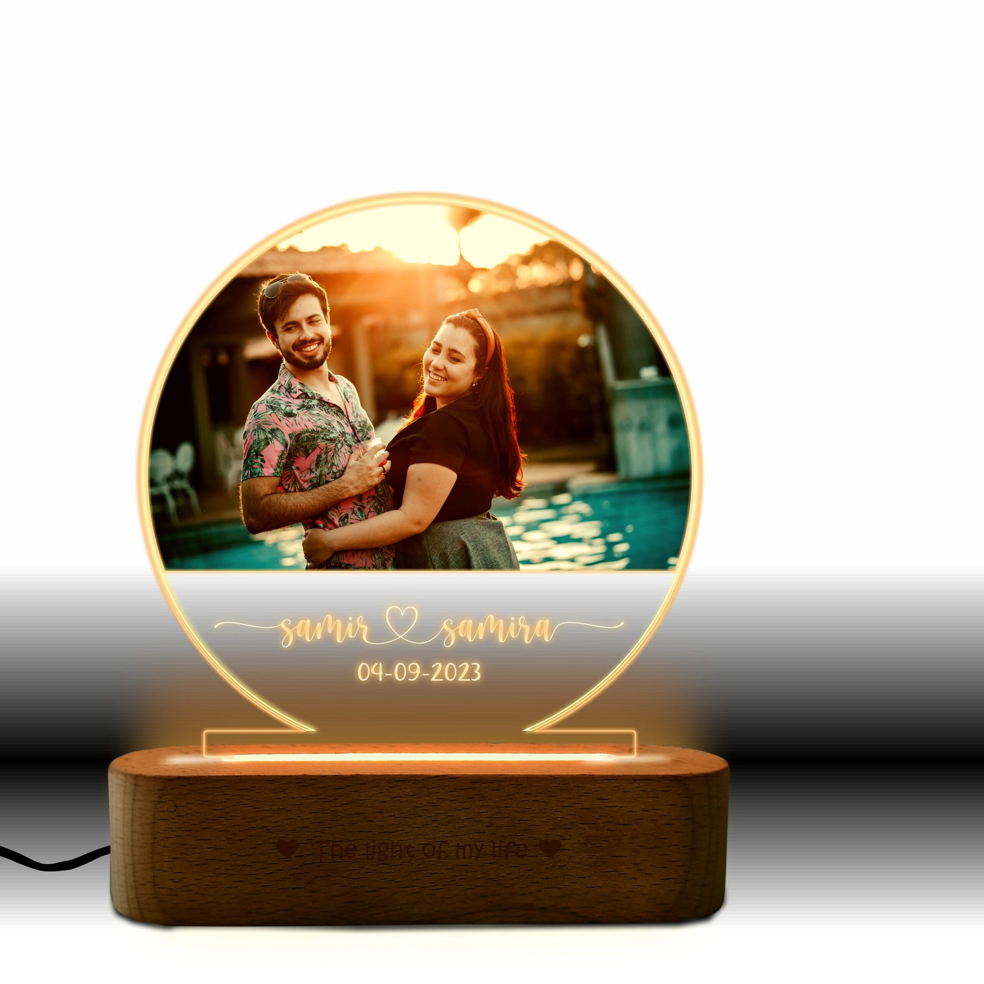 Half Moon Photo Engraved Lamp – Anniversary Gift
