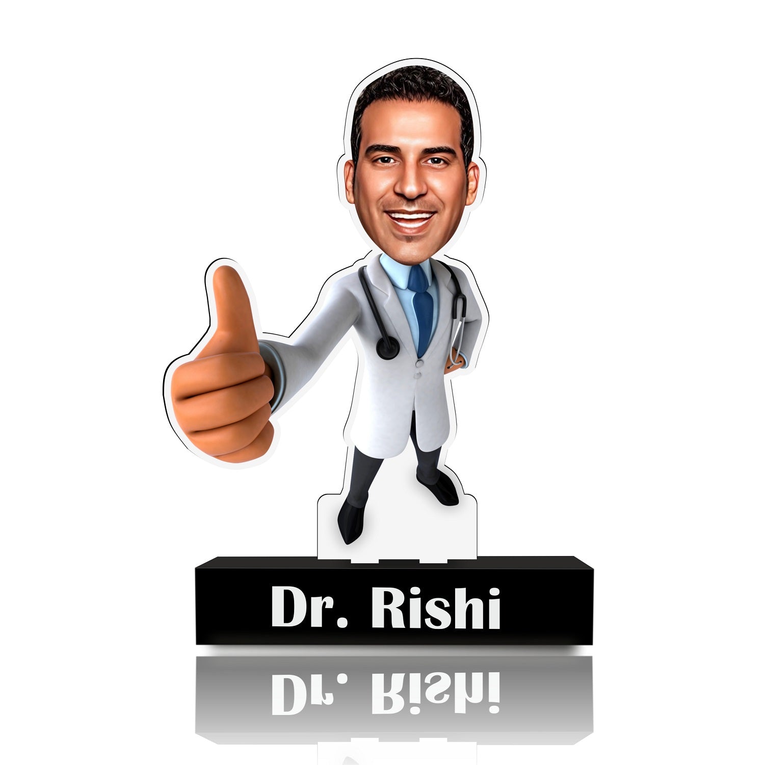Doctor 3D Thumbs-Up Tribute: Personalized Caricature with Photo