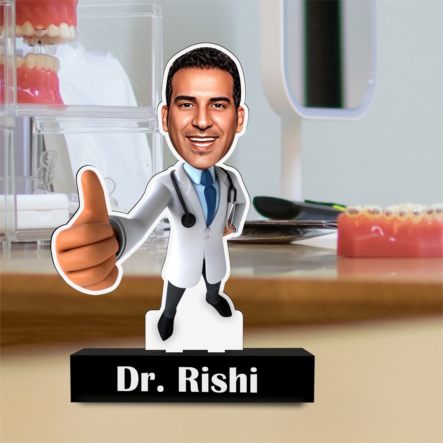 Doctor 3D Thumbs-Up Tribute: Personalized Caricature with Photo