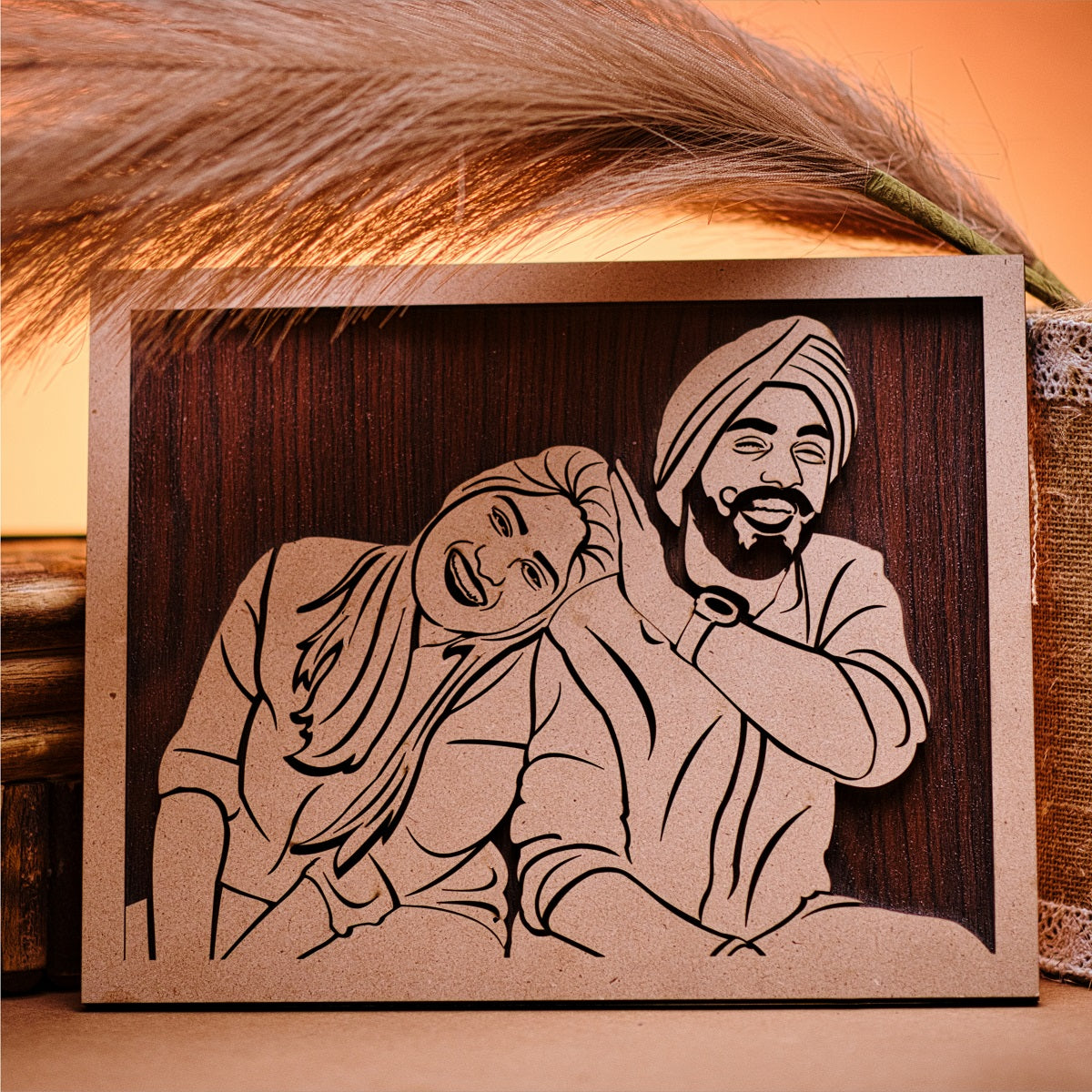 MemoryEtch: Artistic Carvings Wooden Photo Plaque 🖼️