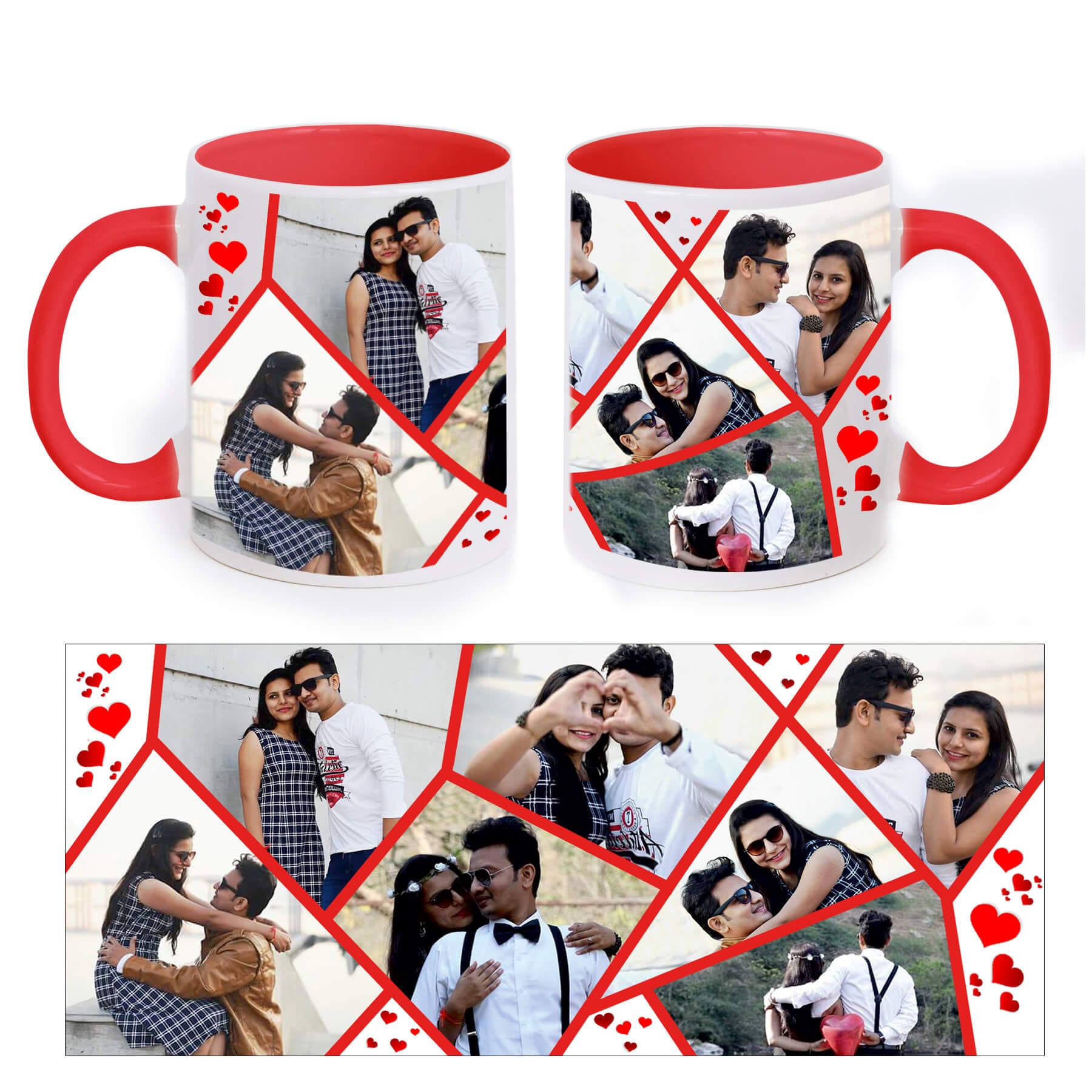 Personalized red collage mug