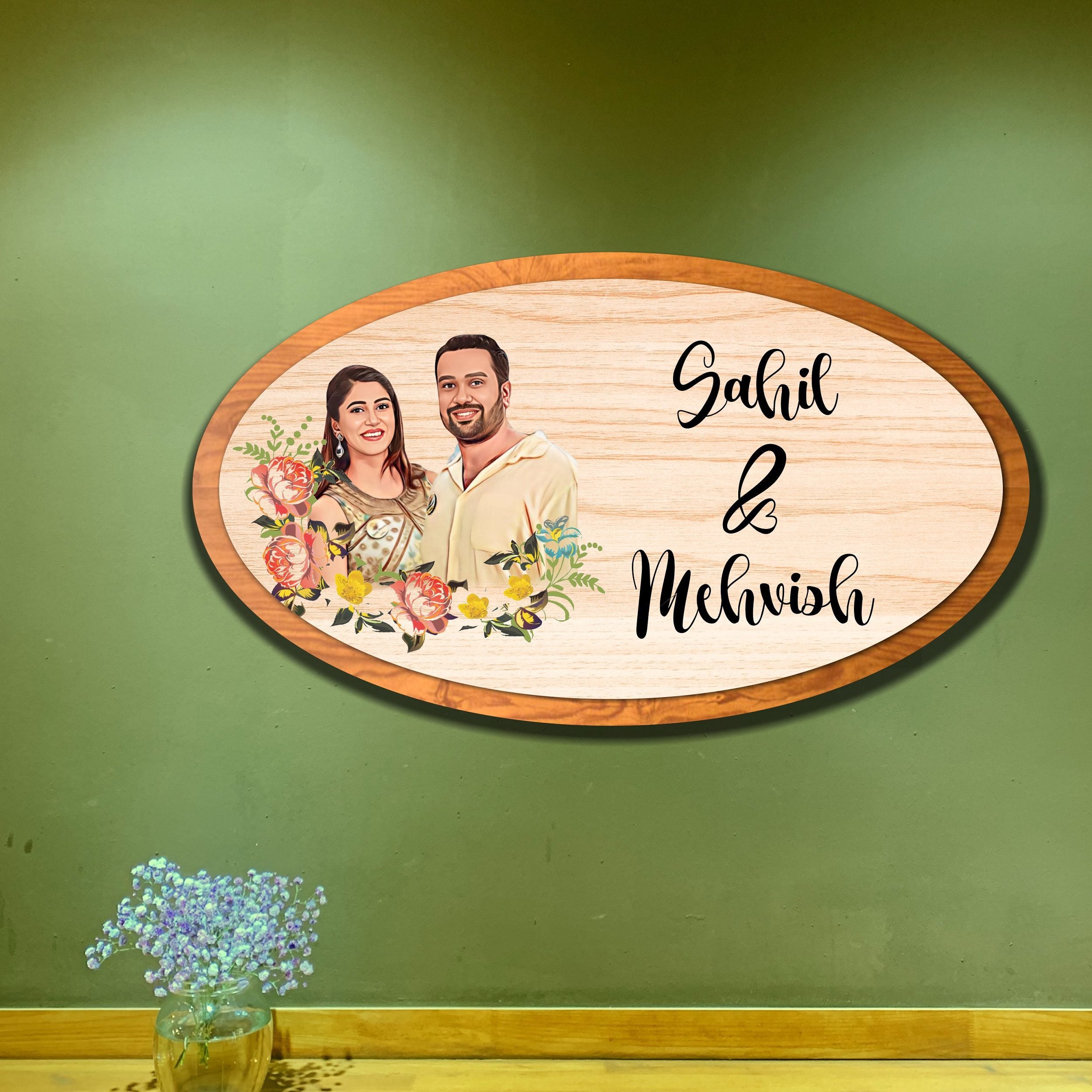 Wooden Name Plate With Photo Art