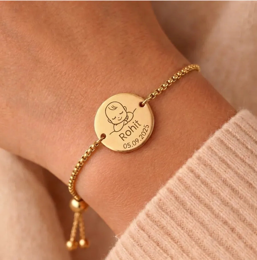 My Little World- Personalized Bracelet | Gift for New Mom | Waterproof Stainless Steel