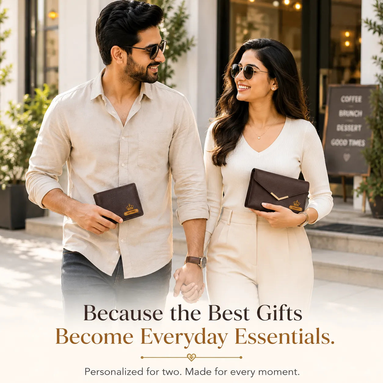 Personalized Couple Gift Set Matching Wallet & Clutch