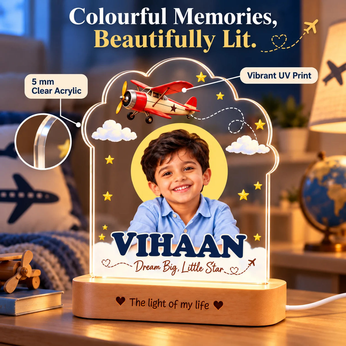 Birthday Gift for Boys & Son – Personalized Photo Lamp