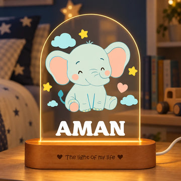 Birthday Gift for Kids – Personalized Elephant Night Lamp with Name