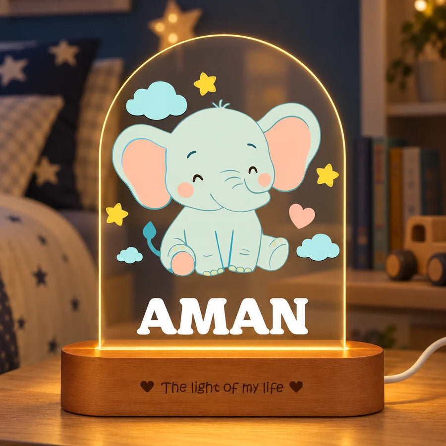 Birthday Gift for Kids – Personalized Elephant Night Lamp with Name