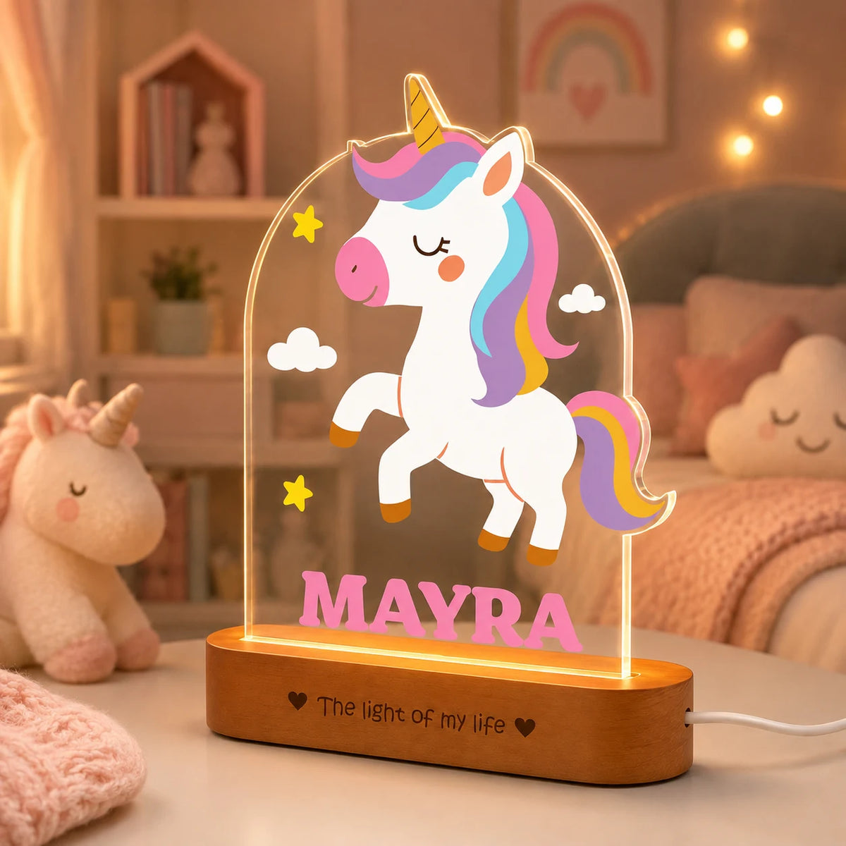 First Birthday Gift with Name – Personalized Unicorn Night Lamp for Girls