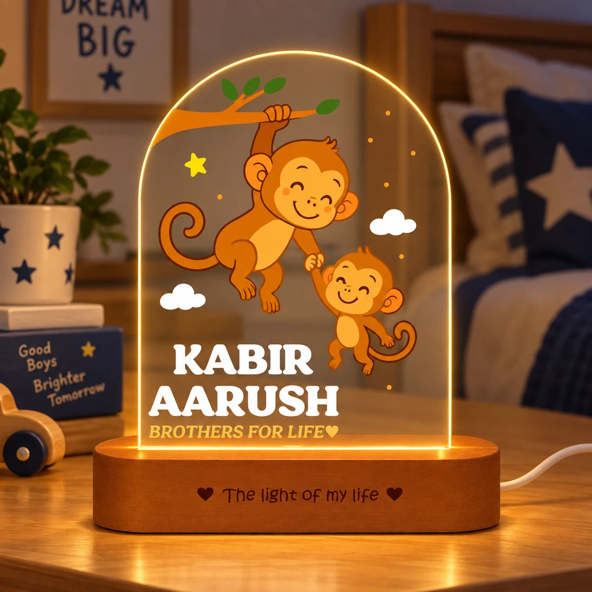 Personalized Sibling Night Lamp – Nursery Décor for Two Kids with Names