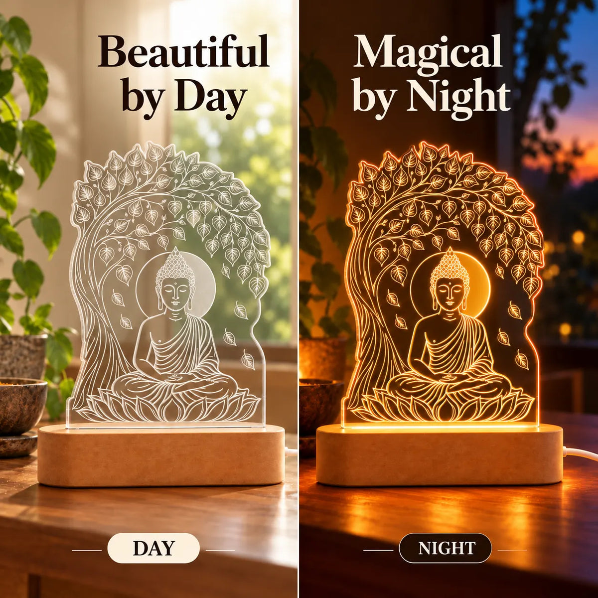 Buddha Statue LED Lamp for Home Decor – Gautam Buddha Night Light