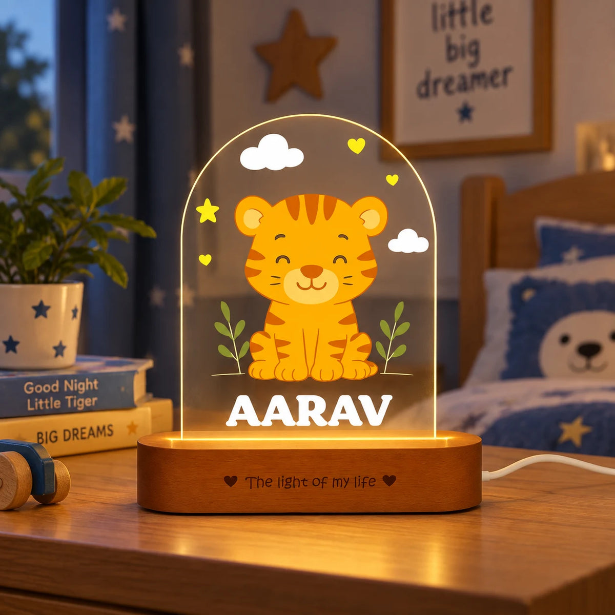 Birthday Gift for Boys – Personalized Tiger Night Lamp with Name