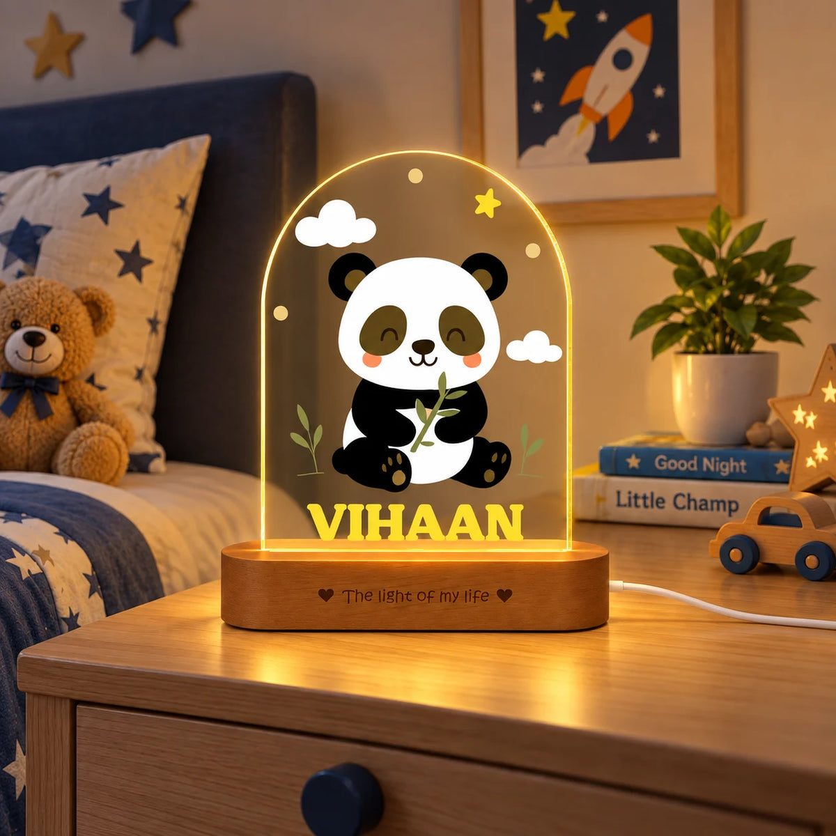 Newborn Gift with Name – Personalized Panda Night Lamp for Baby Room