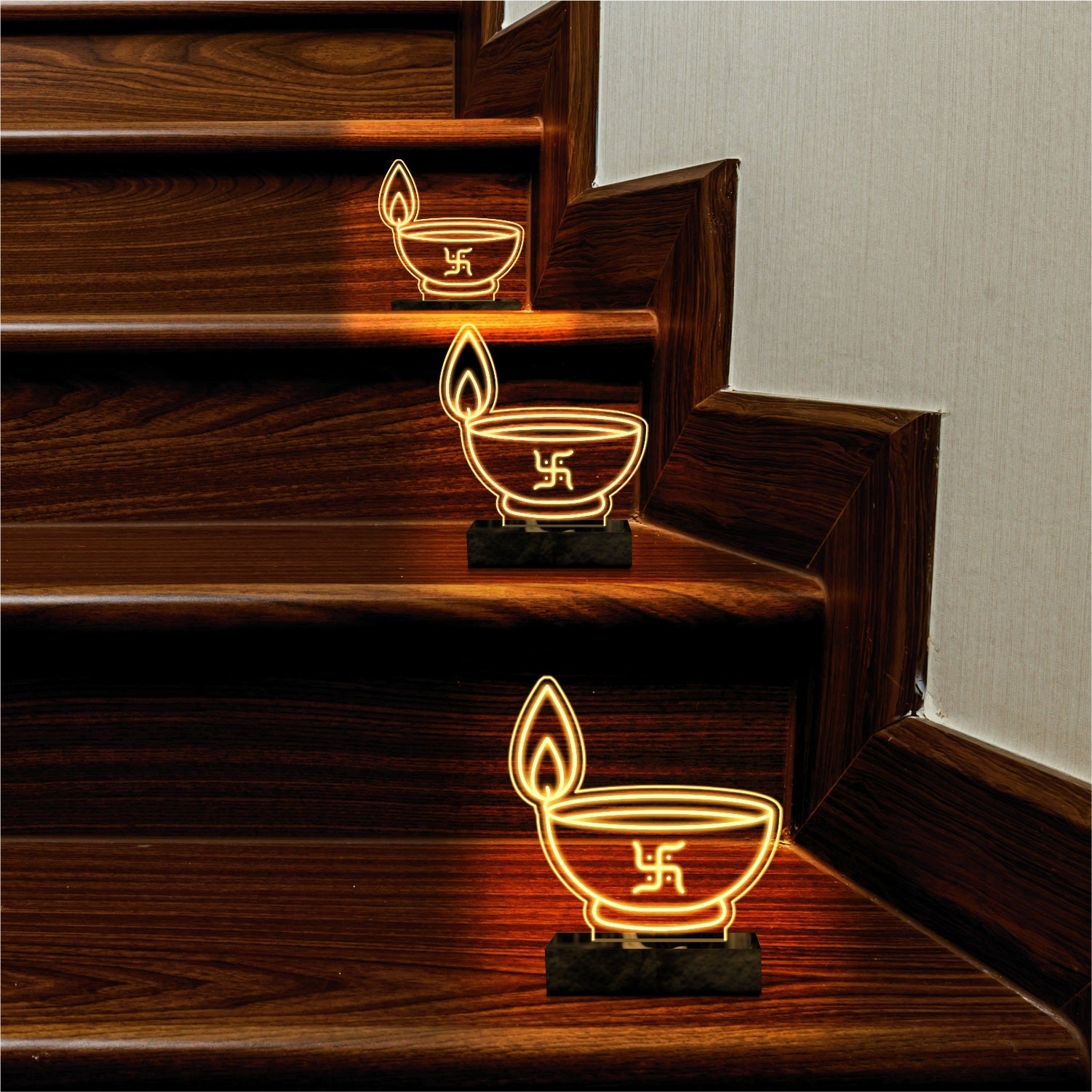 Acrylic LED Diya for Diwali Light Decoration – Works on AA Cell