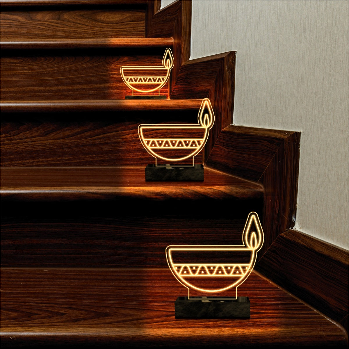 Acrylic LED Diya for Diwali Light Decoration – Works on AA Cell