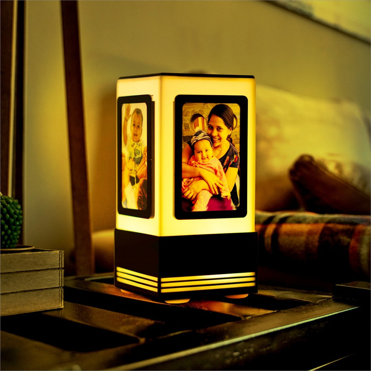 Lamp with photo insertions