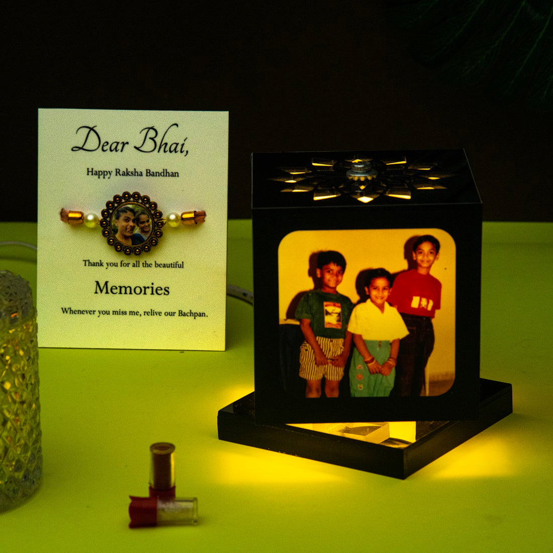 Nostalgia Photo Lamp With Photo Rakhi Gift