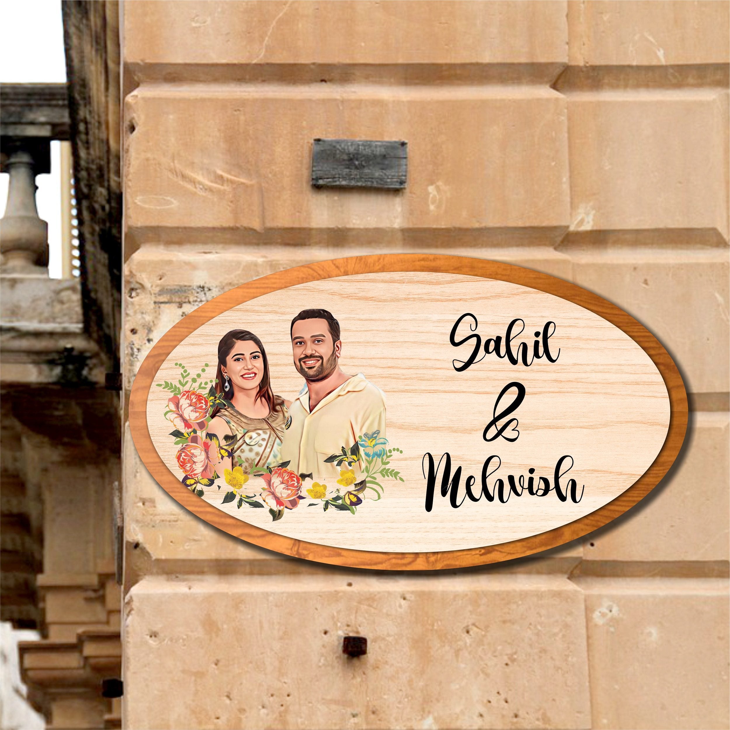 Wooden Name Plate With Photo Art