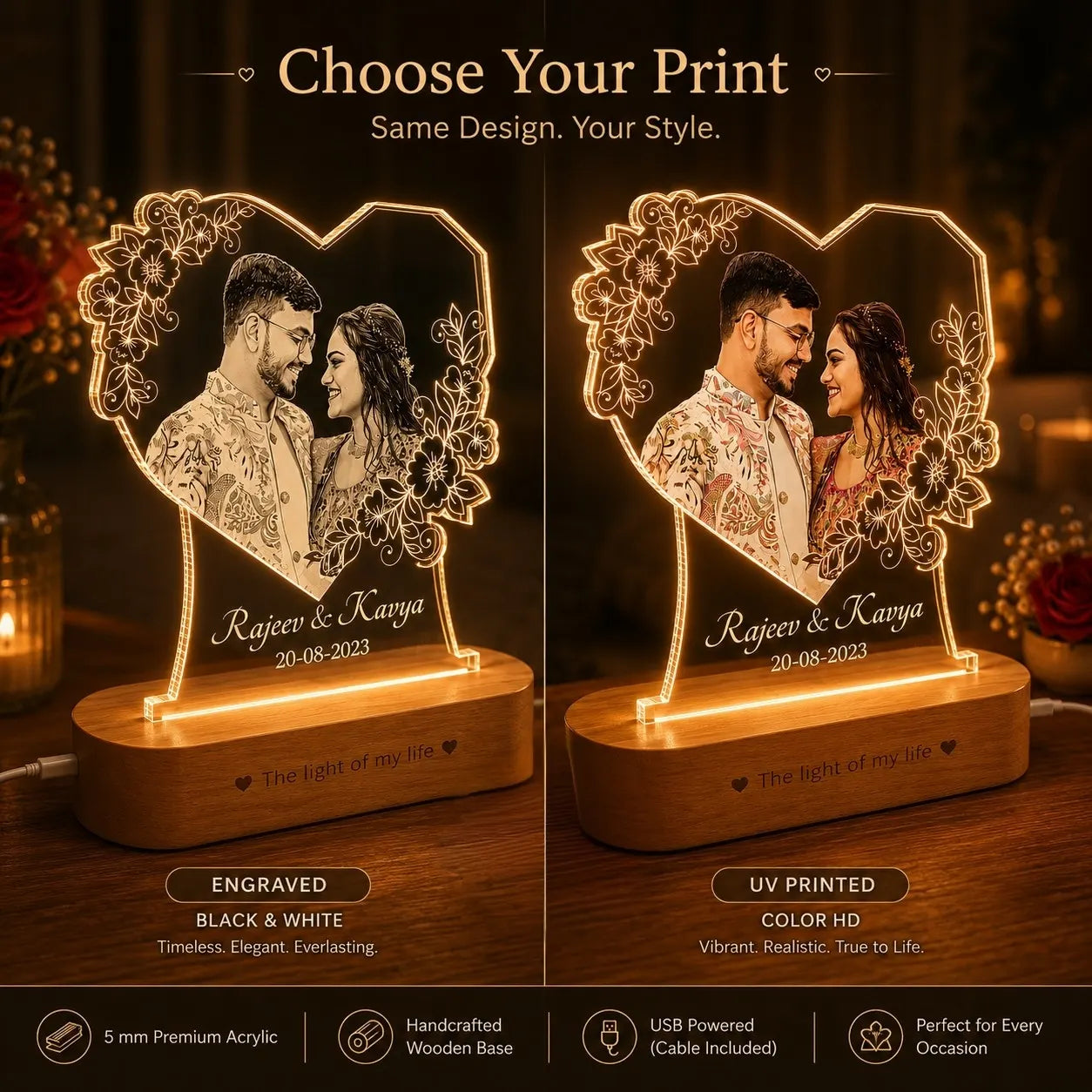 Radiant Love: Personalized Photo Glow Lamp