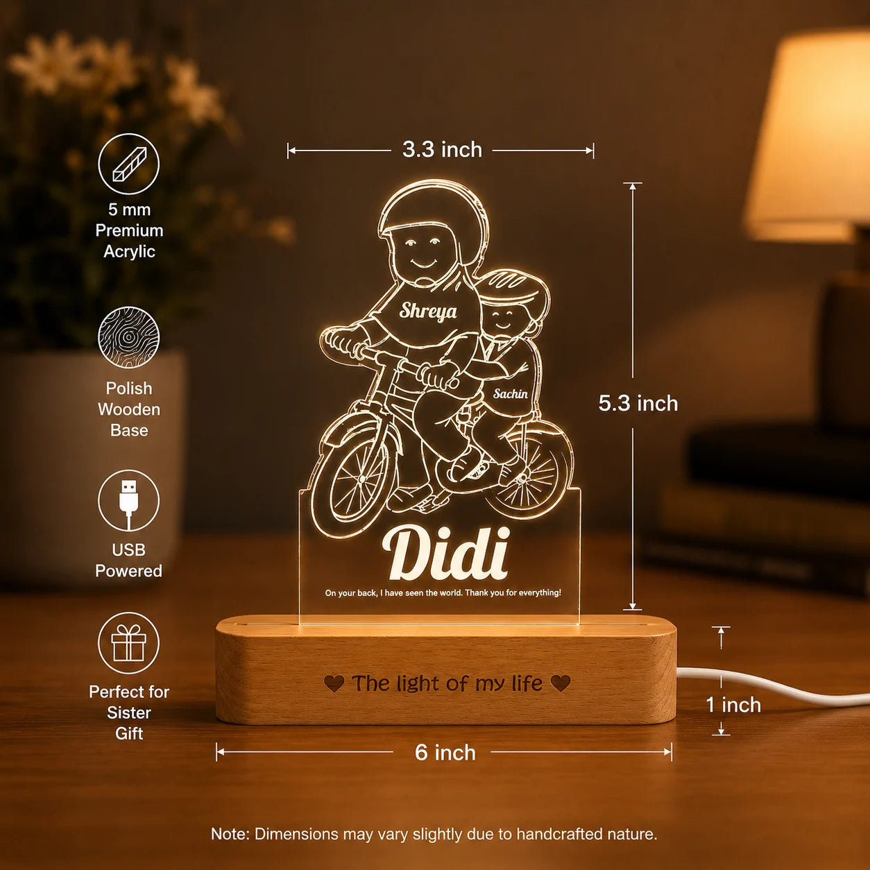 Cool Gift for Sister: Didi's Mentorship Tribute Engraved Lamp