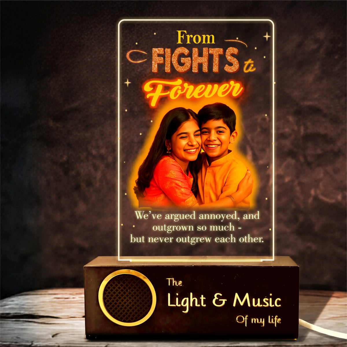 Led Rakhi From Fights to Forever – New Rakhi Gift | Personalized LED Lamp for Ra ...