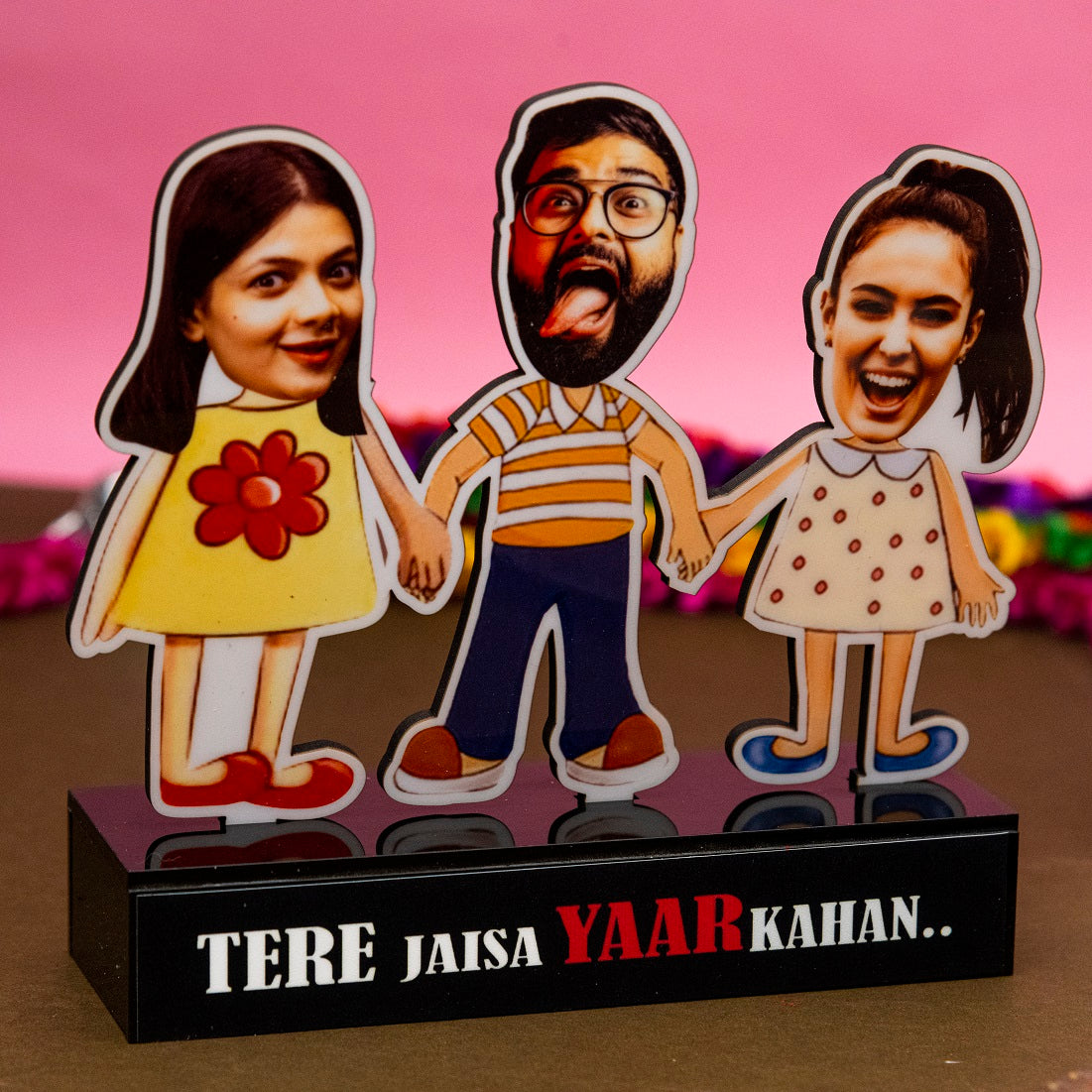 Siblings caricature - Personalized gift for rakhi - caricature + photo rakhi + chocolates