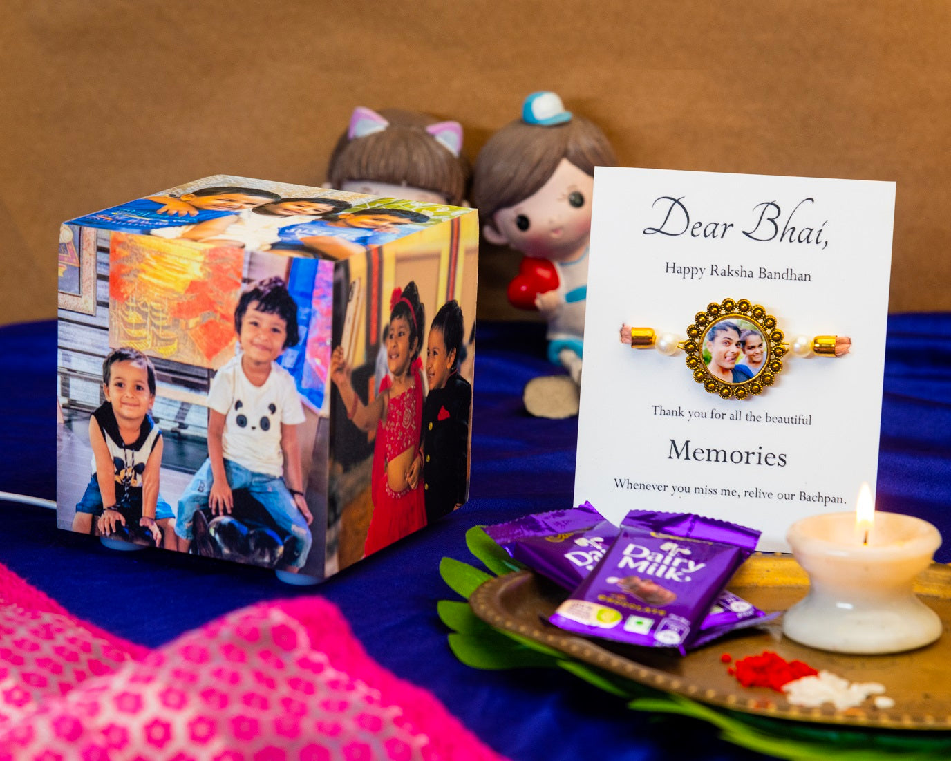 photo lamp rakhi combo