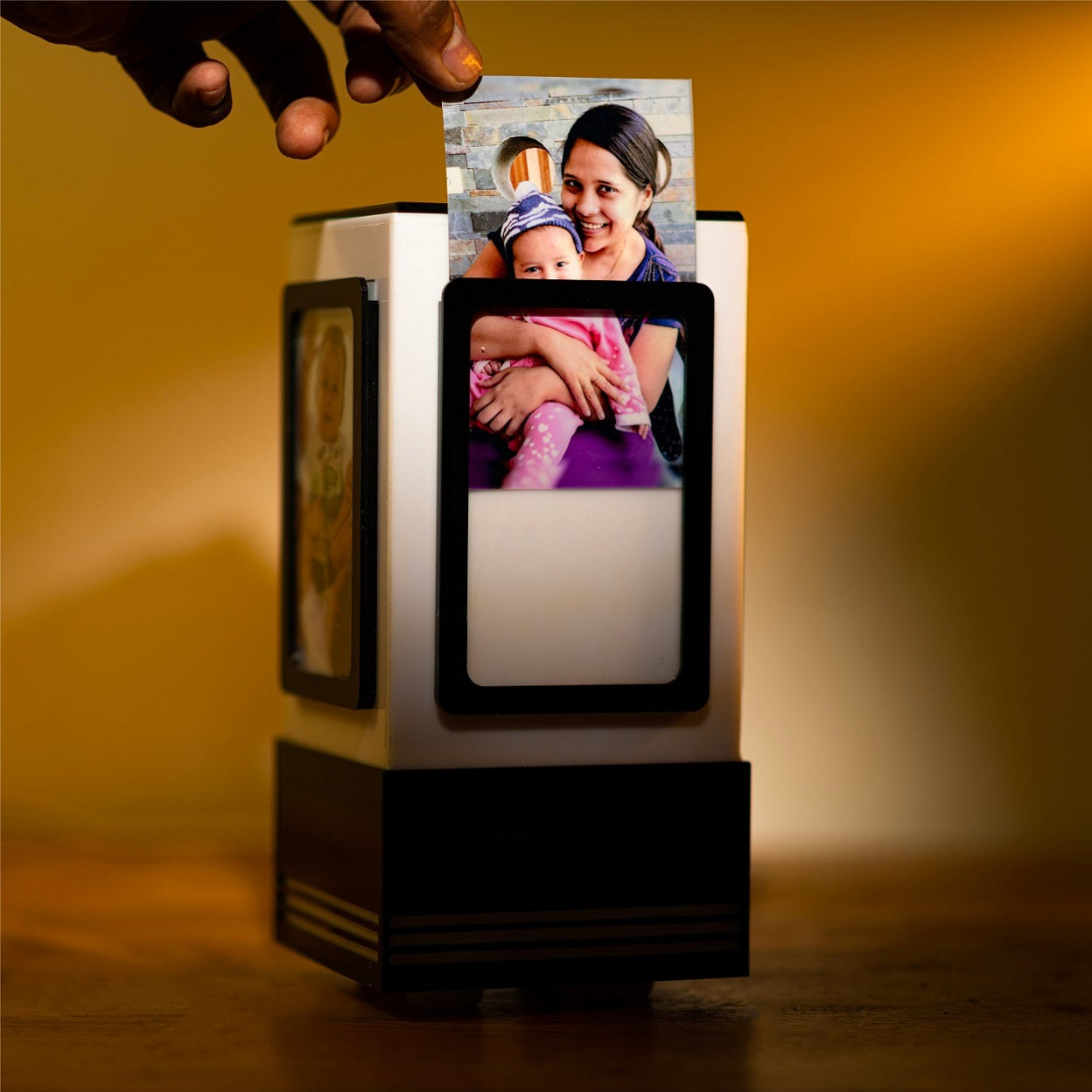 Lamp with photo insertions