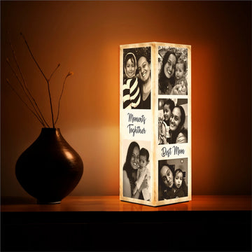 Golden Memories Personalized Photo Lamp for Mom – 11 Photo Custom Acrylic Tower with Warm Glow | Heartfelt Mother's Day Gift