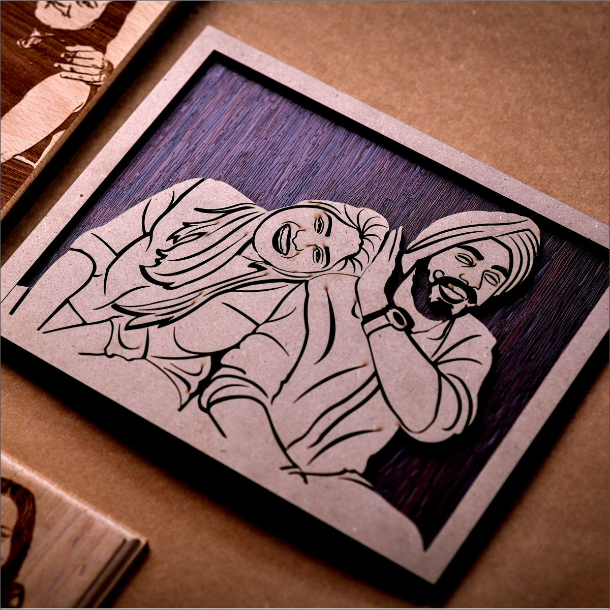MemoryEtch: Artistic Carvings Wooden Photo Plaque 🖼️