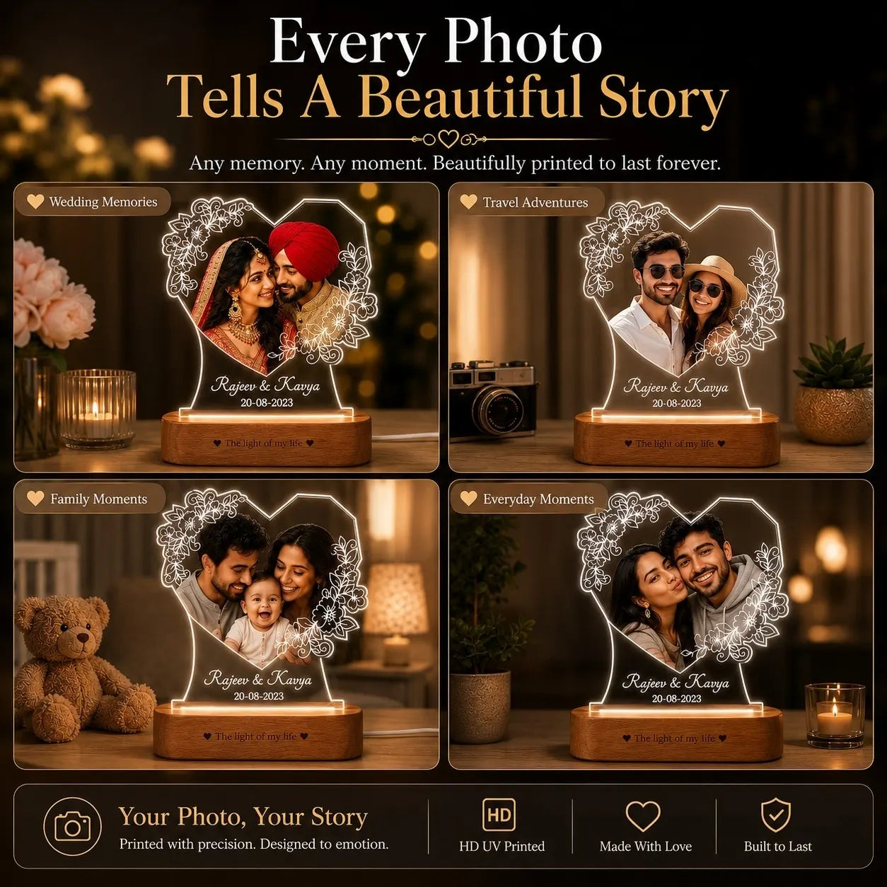 Radiant Love: Personalized Photo Glow Lamp